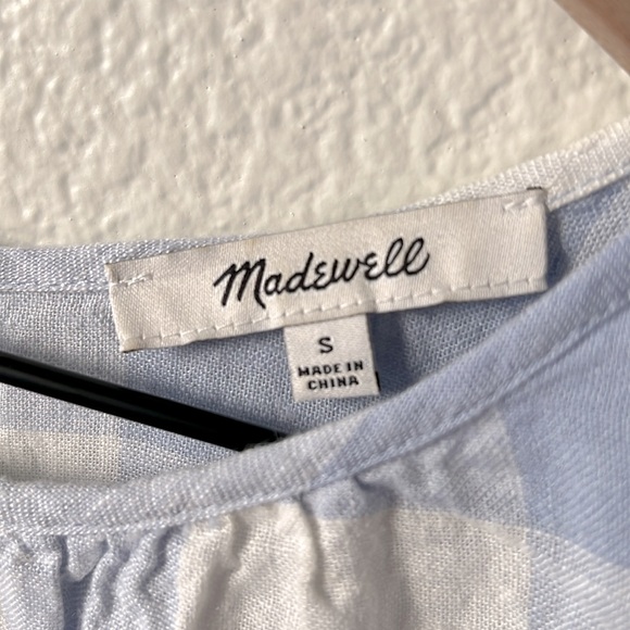Madewell Linen-Blend Michele Bubble Top in Gingham Check - Picture 7 of 8